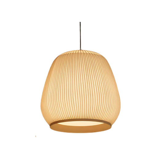 Japandi Geribbelde Houten Hanglamp