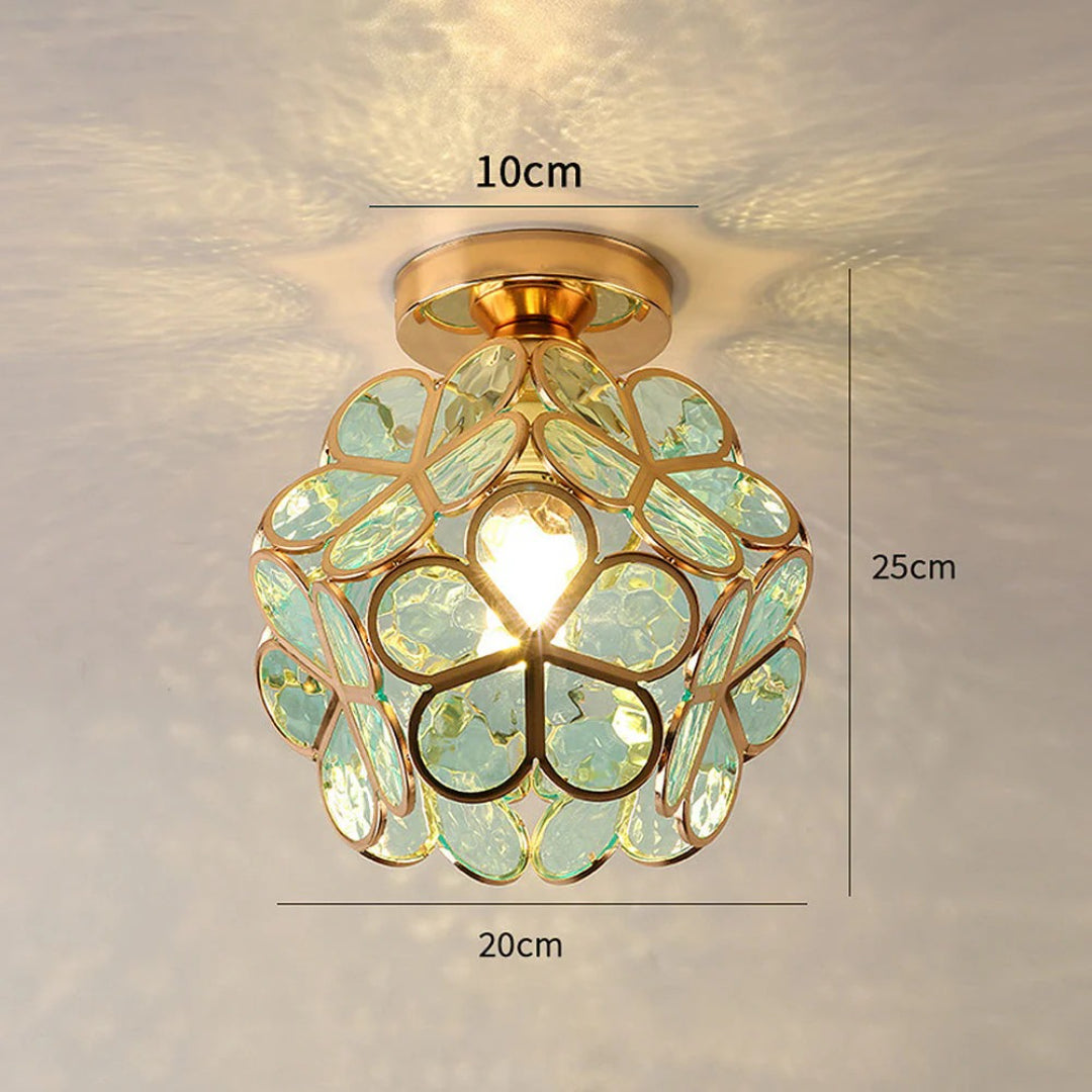 Bloemen glazen plafondlamp