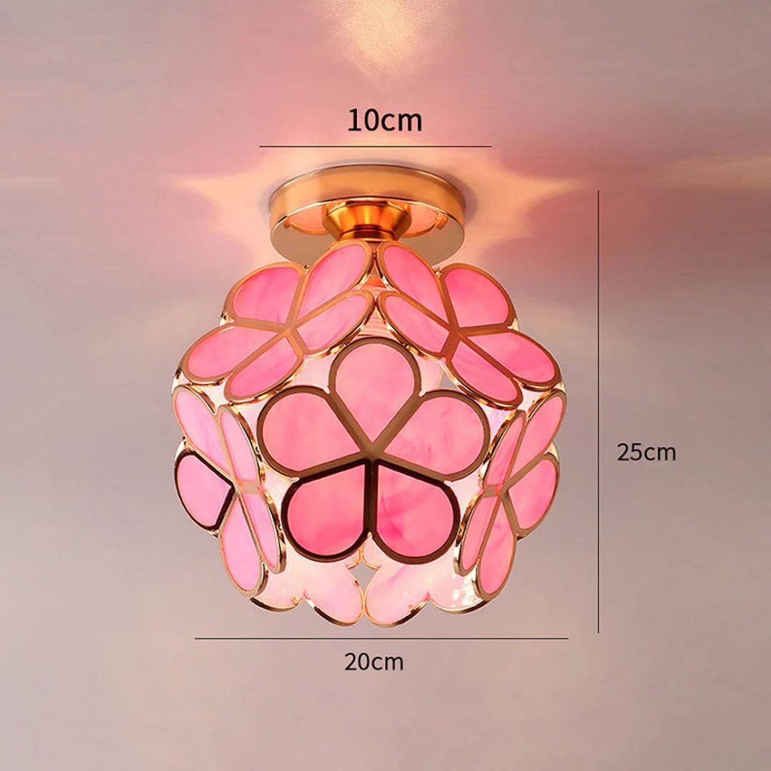 Bloemen glazen plafondlamp