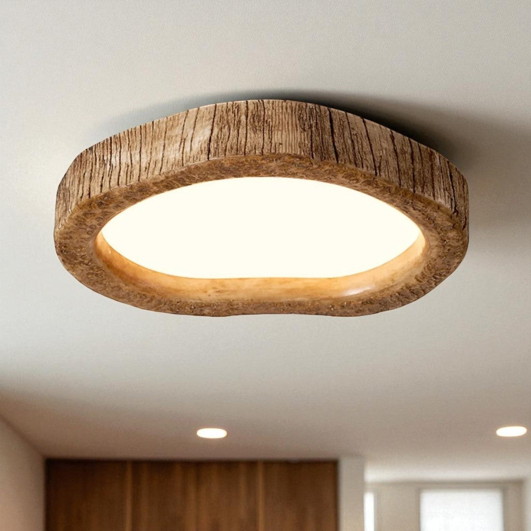 Rustieke Houten Ovale Plafondlamp
