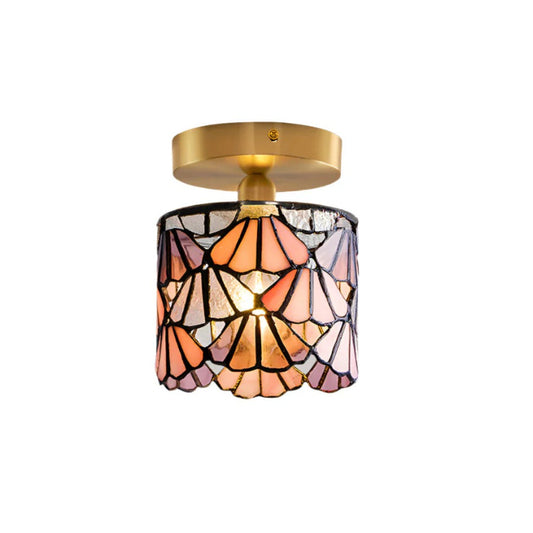 Mozaïek glazen messing plafondlamp
