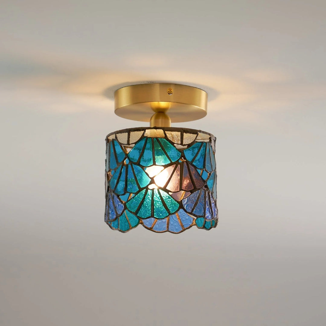 Mozaïek glazen messing plafondlamp