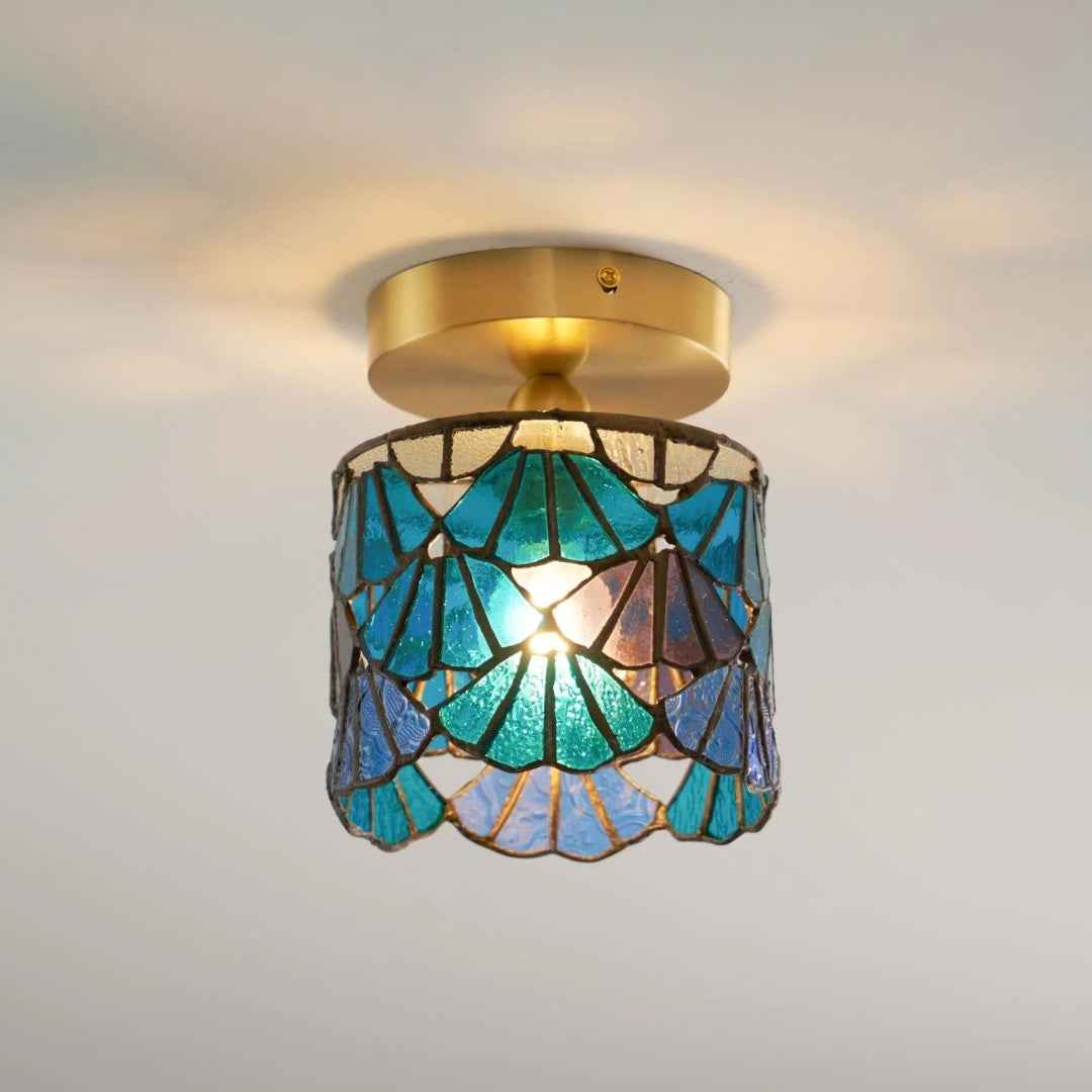 Mozaïek glazen messing plafondlamp