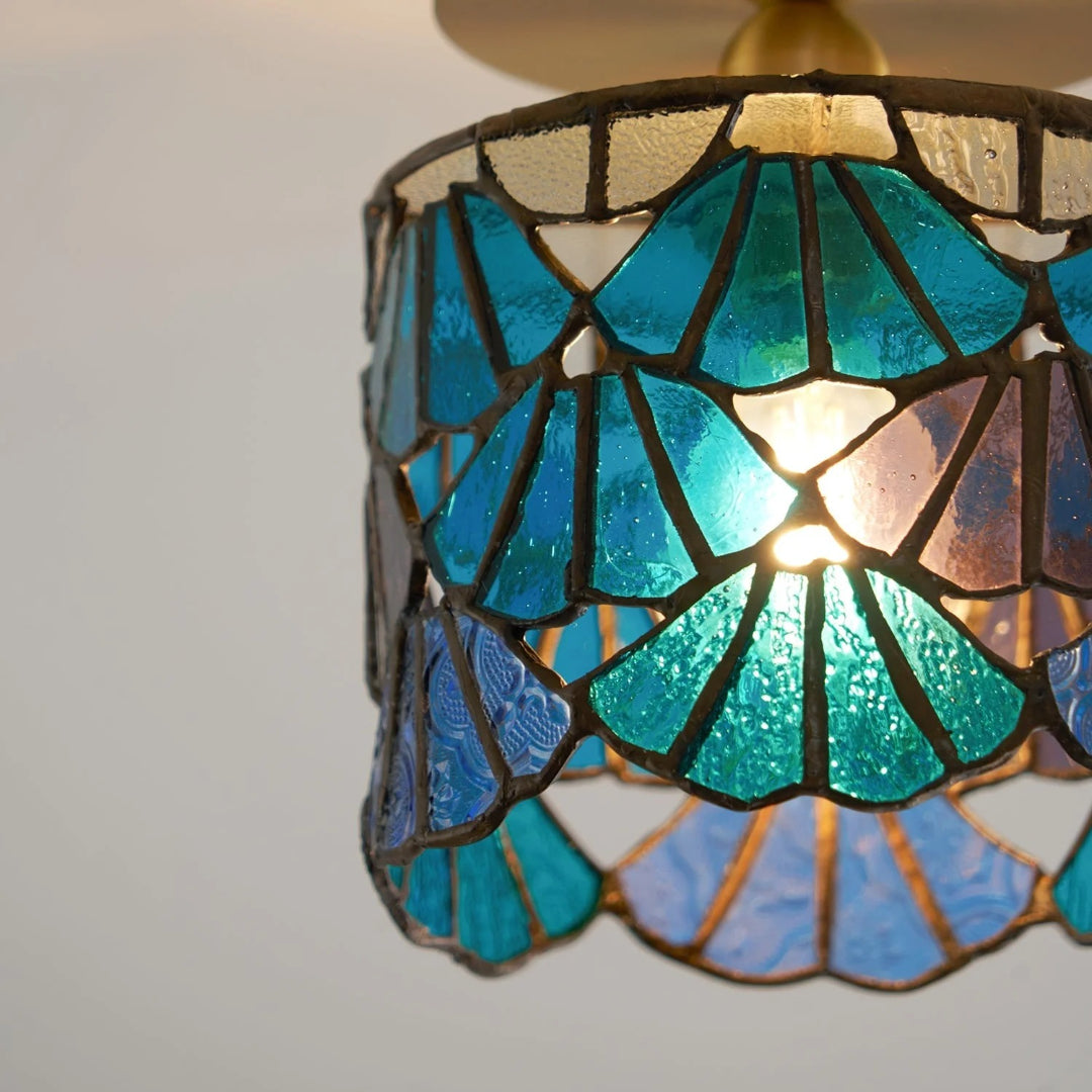 Mozaïek glazen messing plafondlamp