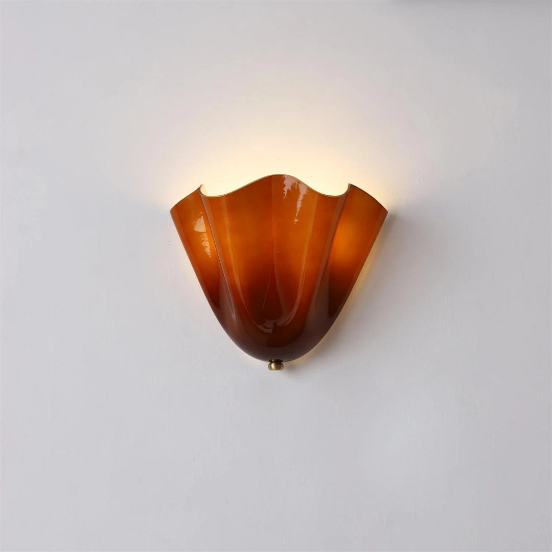 Vintage Bladvormige Glazen Wandlamp