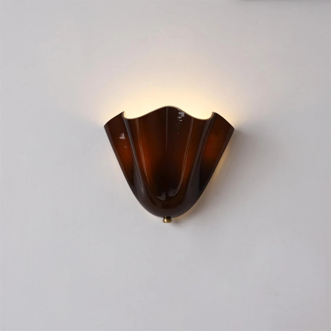 Vintage Bladvormige Glazen Wandlamp