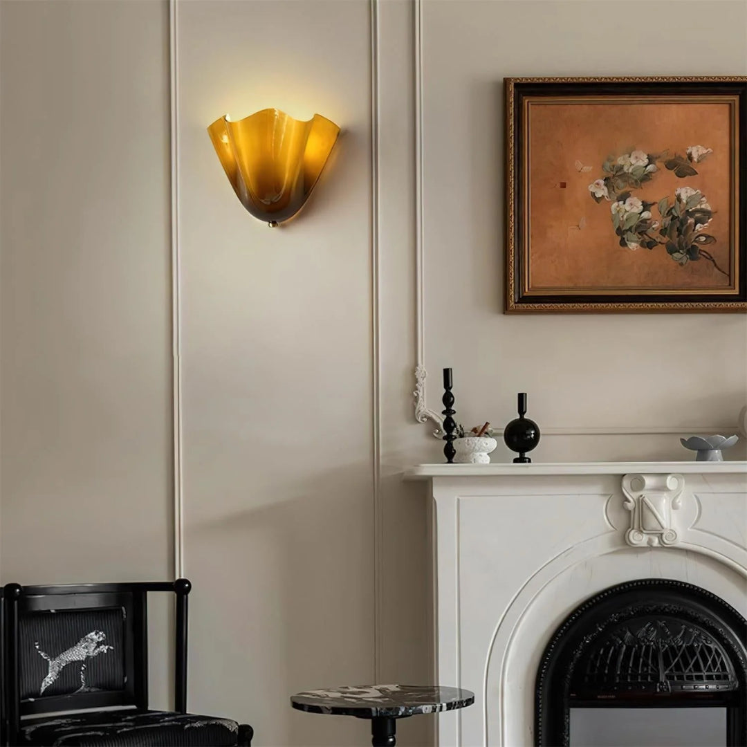 Vintage Bladvormige Glazen Wandlamp