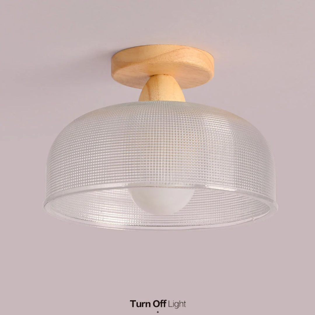 Minimalistische Geribbelde Glazen Plafondlamp