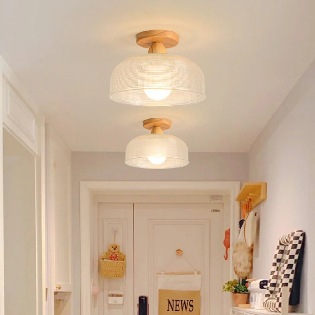 Minimalistische Geribbelde Glazen Plafondlamp