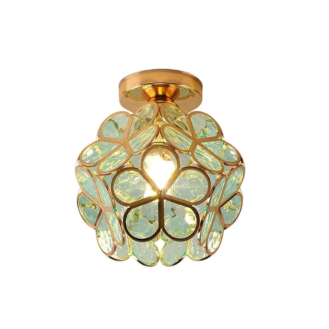 Bloemen glazen plafondlamp
