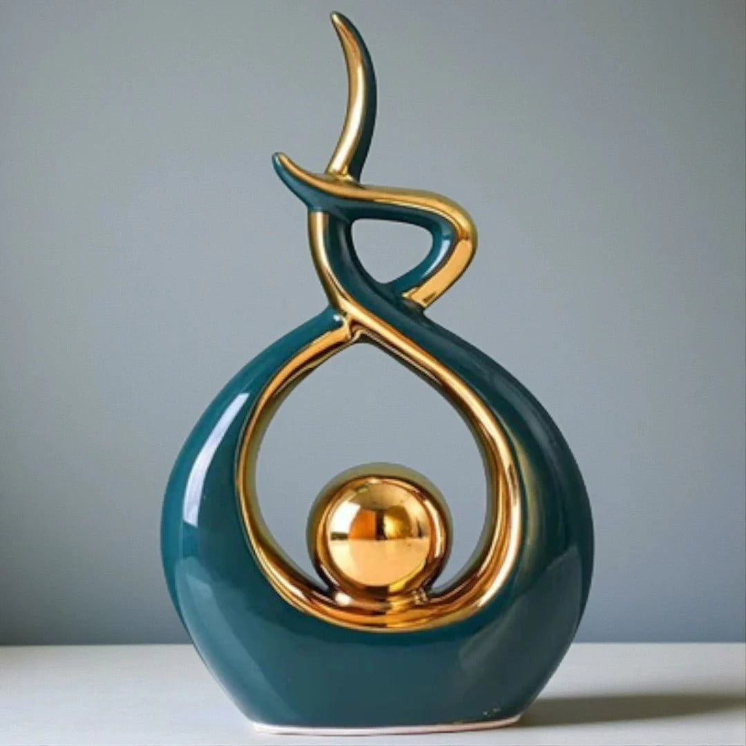 Abstract keramisch goud decoratief beeld