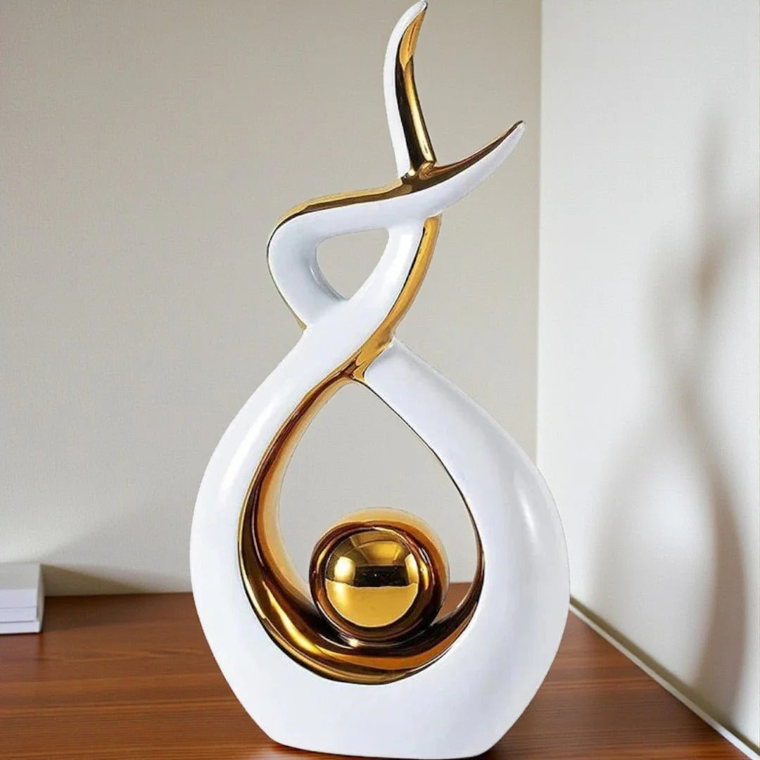 Abstract keramisch goud decoratief beeld