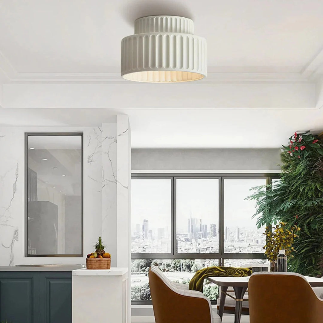 Minimalistische Geribbelde Keramische Plafondlamp