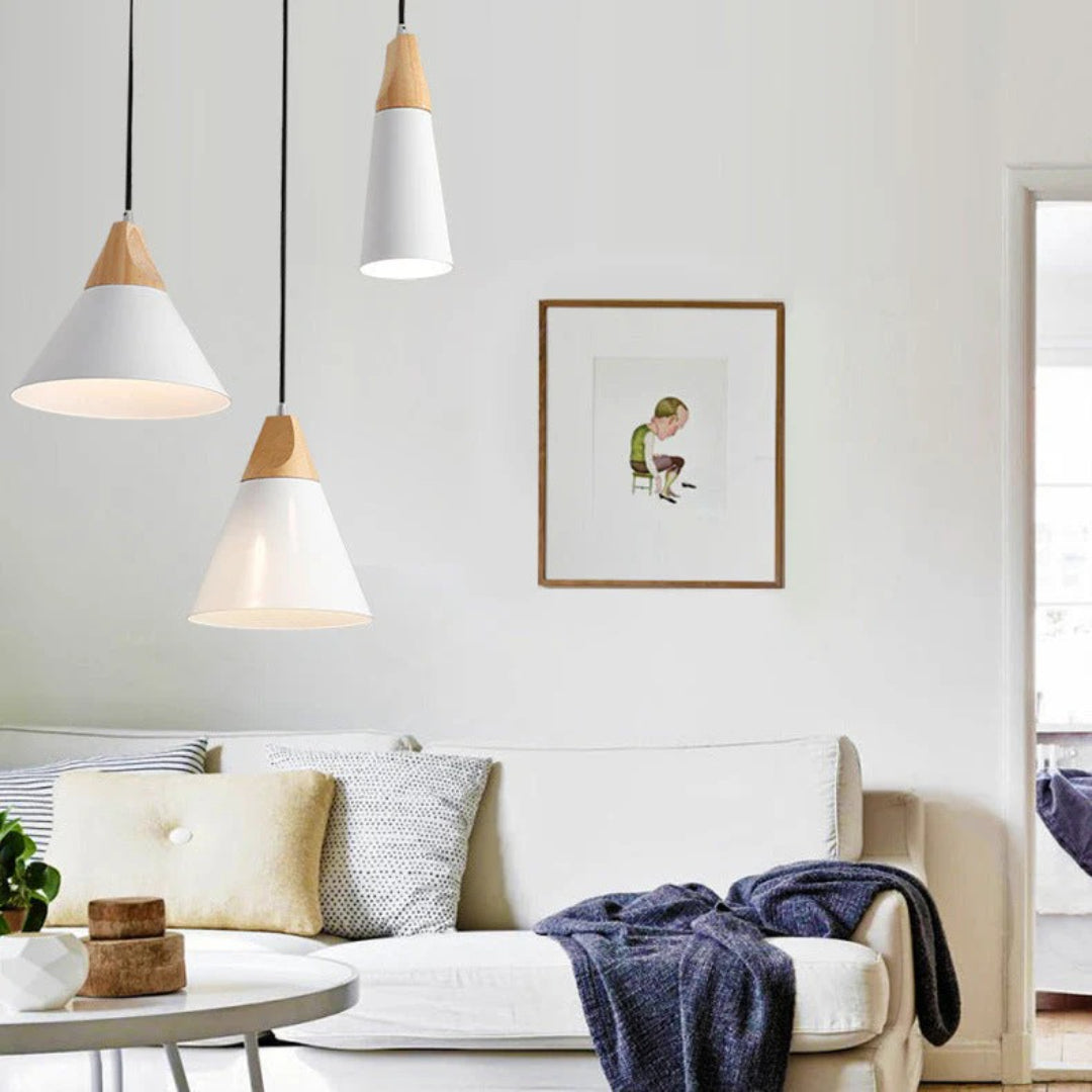 Scandinavische Houten Metalen Hanglamp