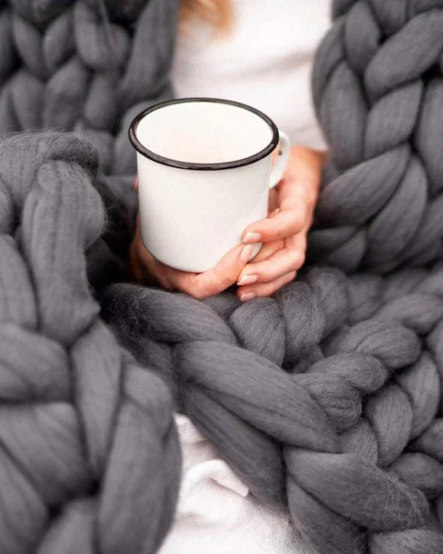 Chunky knit wollen deken
