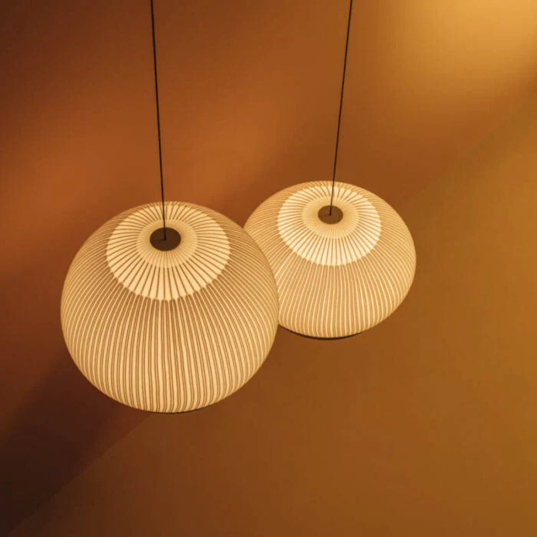 Japandi Geribbelde Houten Hanglamp