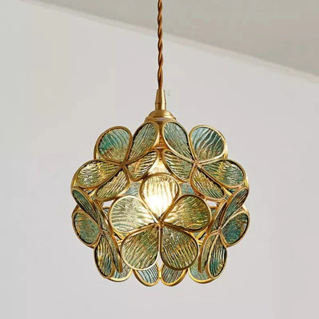 Decoratieve gouden glazen hanglamp