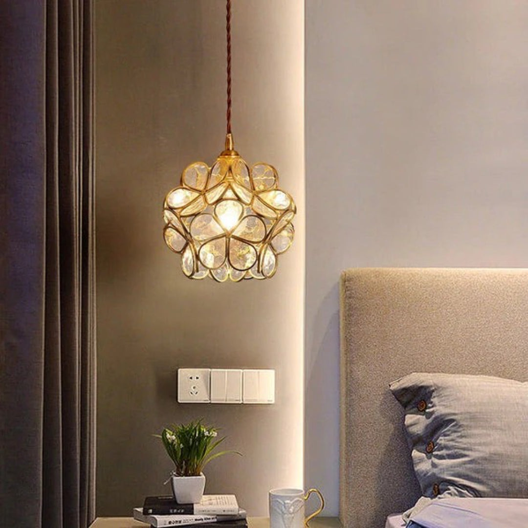 Decoratieve gouden glazen hanglamp