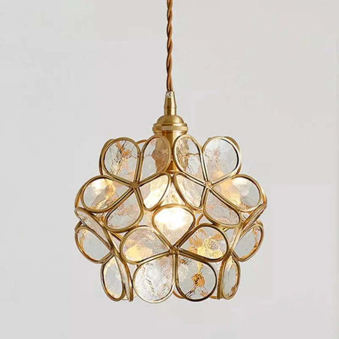 Decoratieve gouden glazen hanglamp