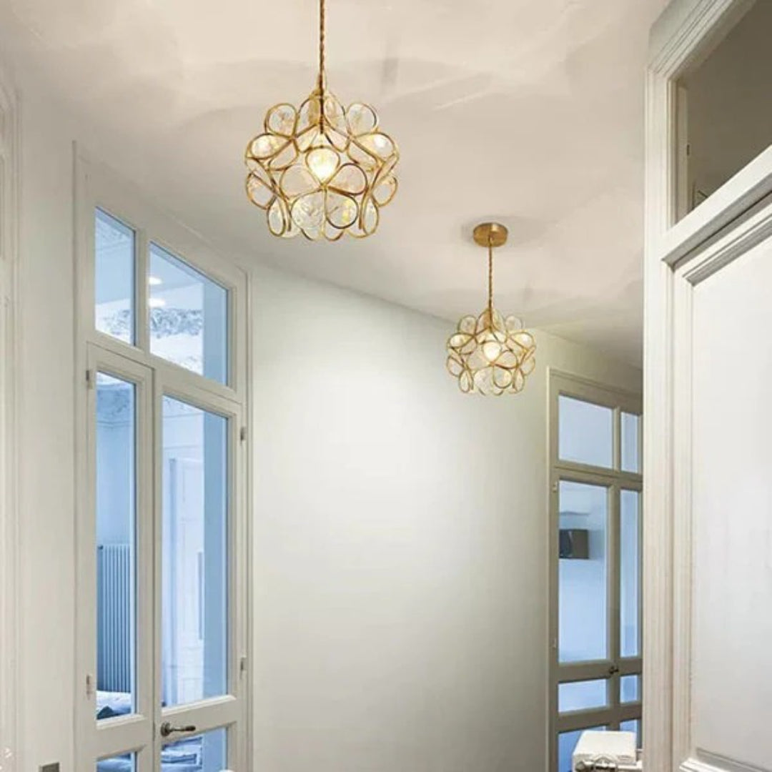 Decoratieve gouden glazen hanglamp