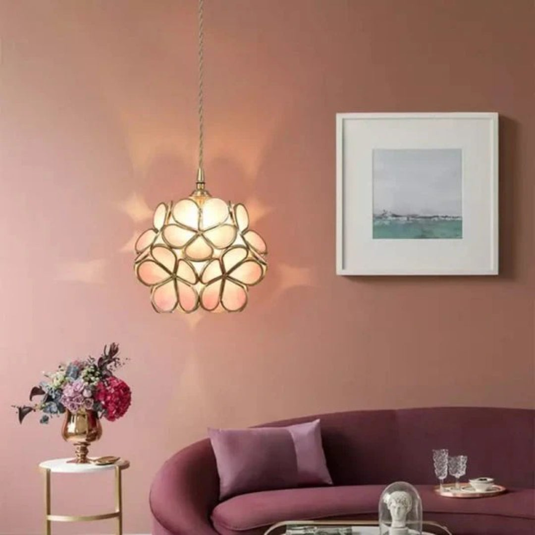 Decoratieve gouden glazen hanglamp