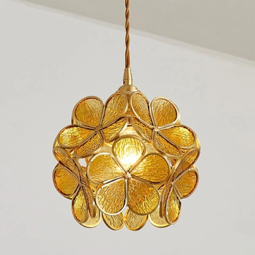 Decoratieve gouden glazen hanglamp