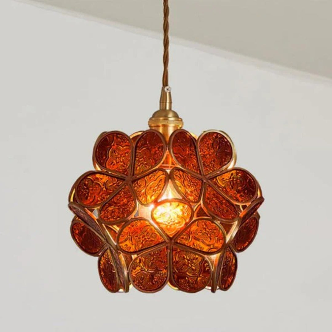 Decoratieve gouden glazen hanglamp