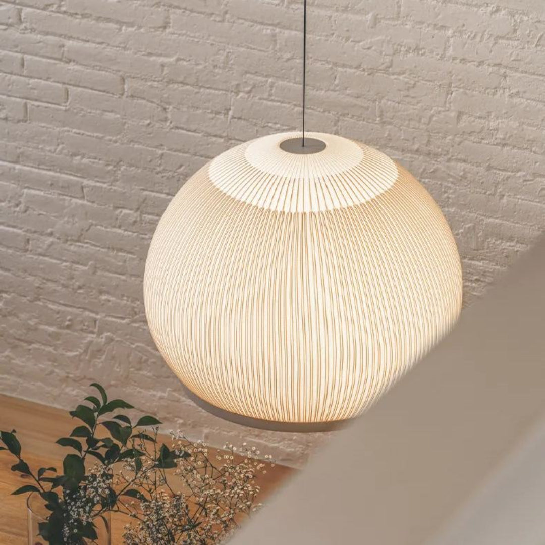 Japandi Geribbelde Houten Hanglamp