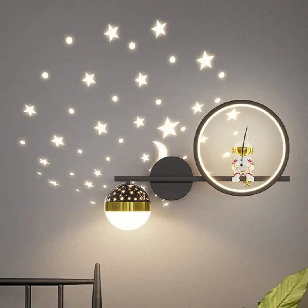 Kinder astronaut maan wandlamp