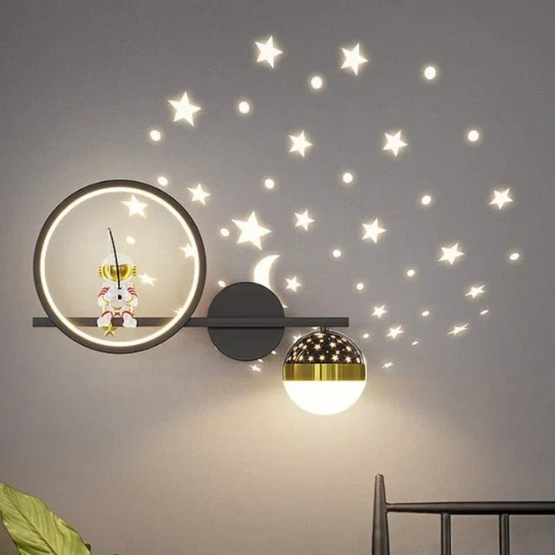 Kinder astronaut maan wandlamp
