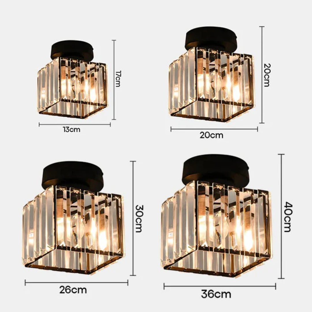 Kristallen metalen kubus plafondlamp