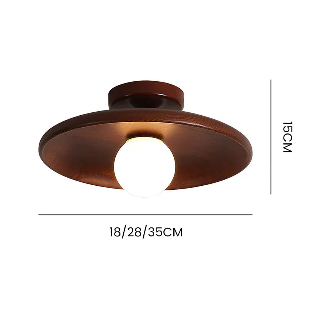 Houten bol plafondlamp