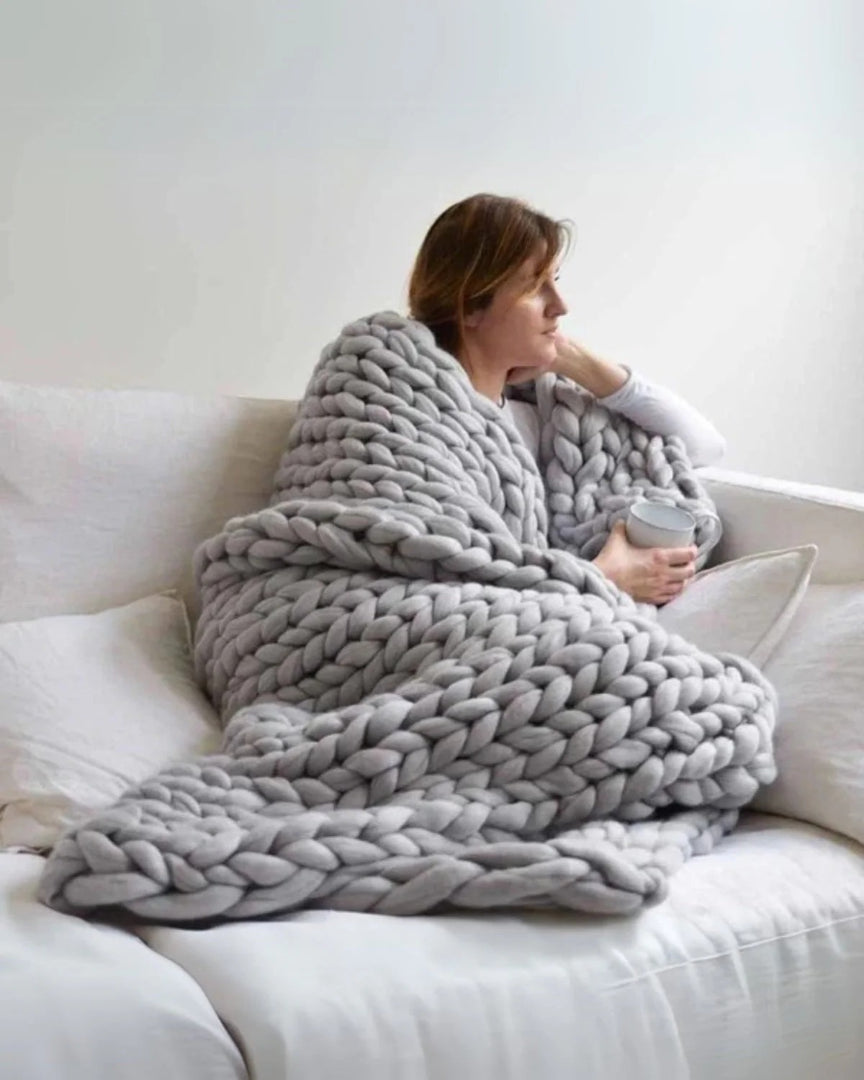 Chunky knit wollen deken