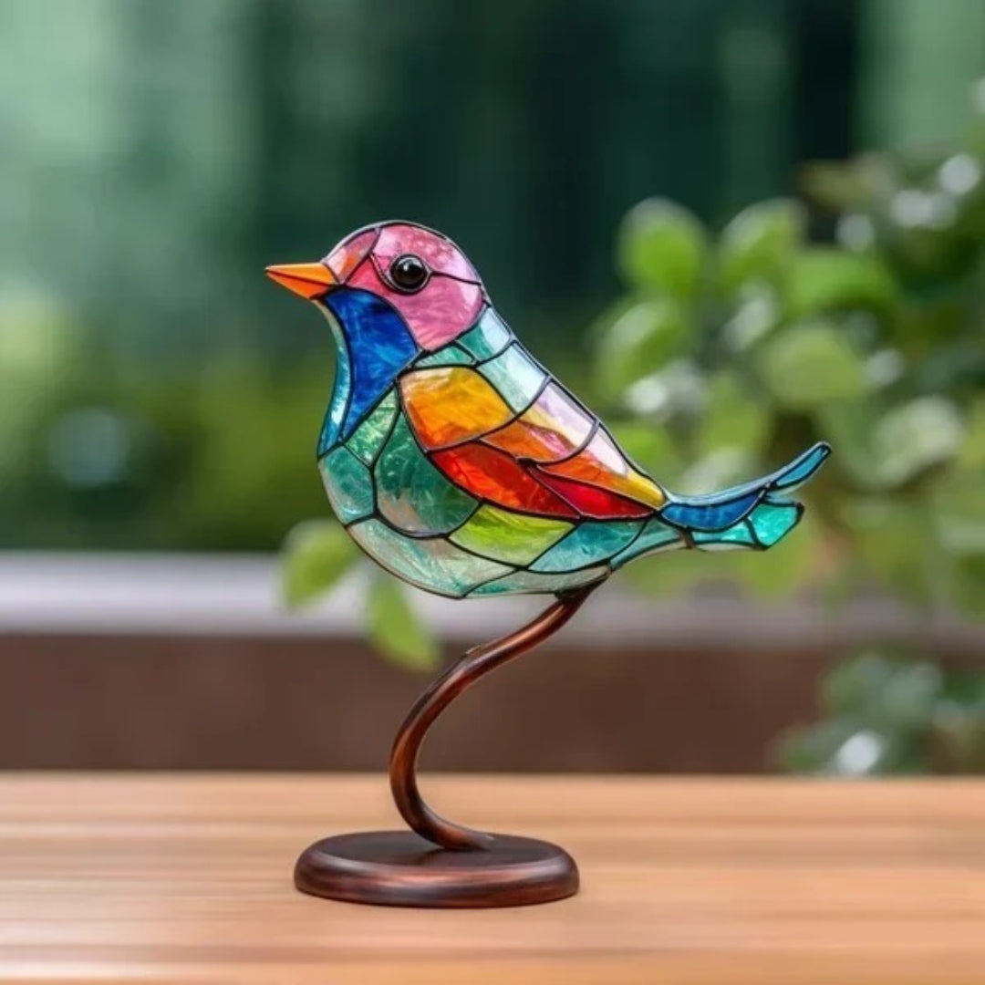 Artistiek glazen vogelbeeldje