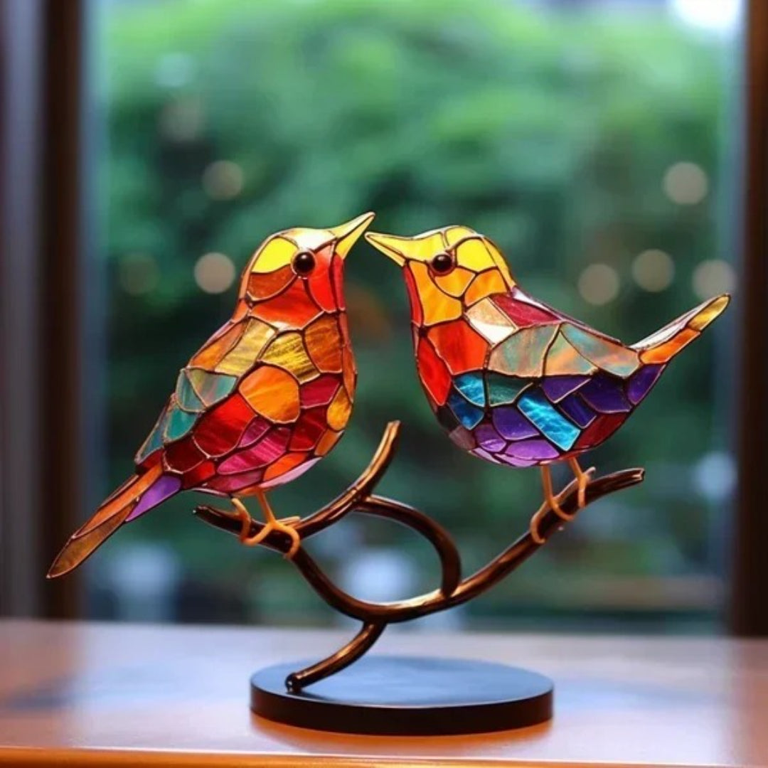 Artistiek glazen vogelbeeldje