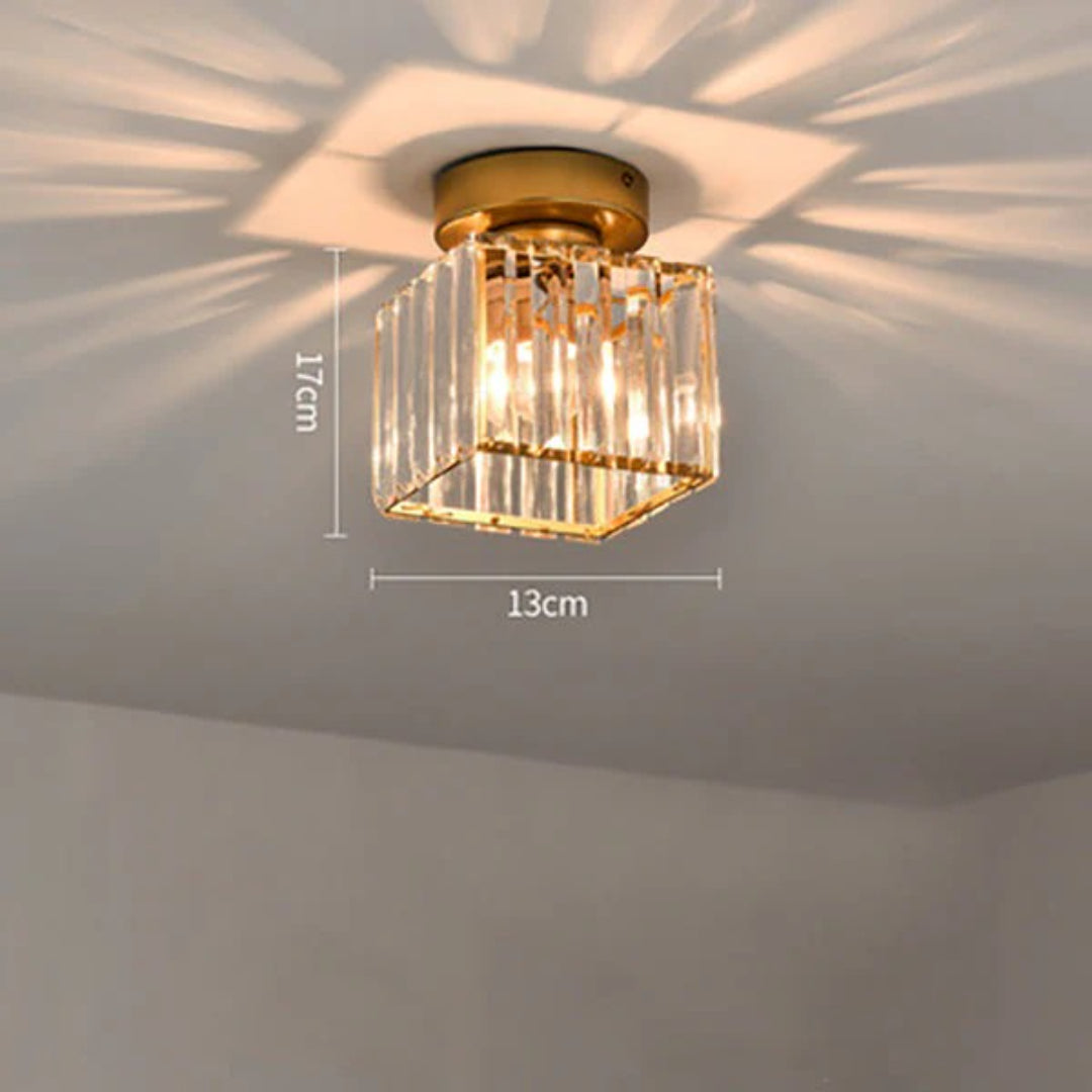 Kristallen metalen kubus plafondlamp