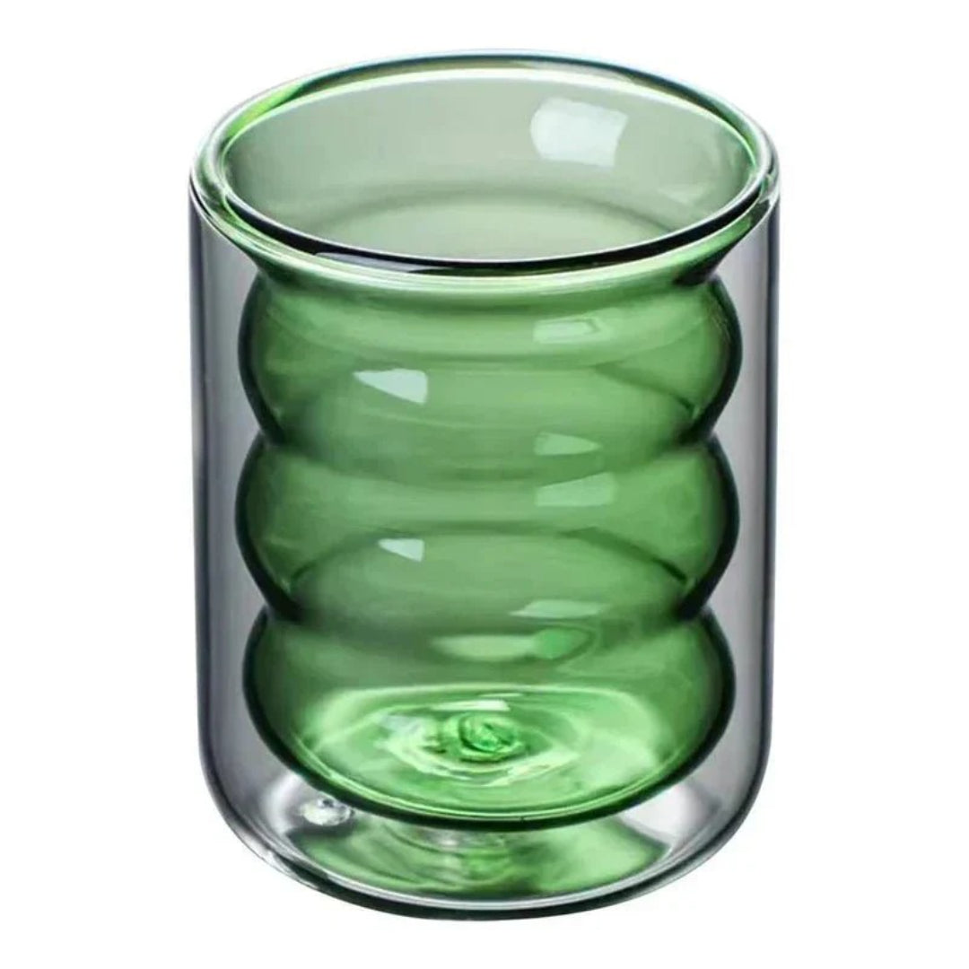 Golvend dubbelwandig glazen tumbler