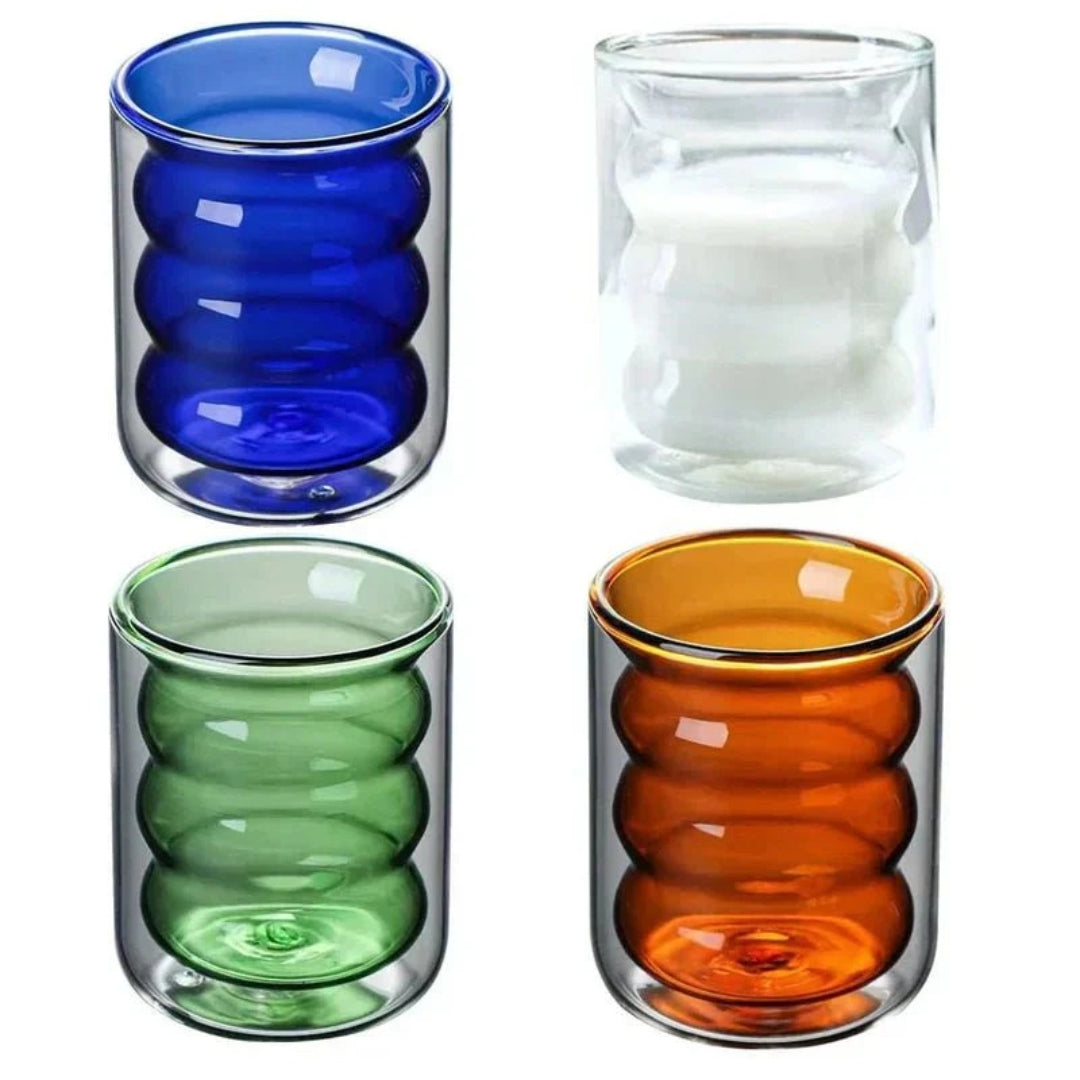 Golvend dubbelwandig glazen tumbler