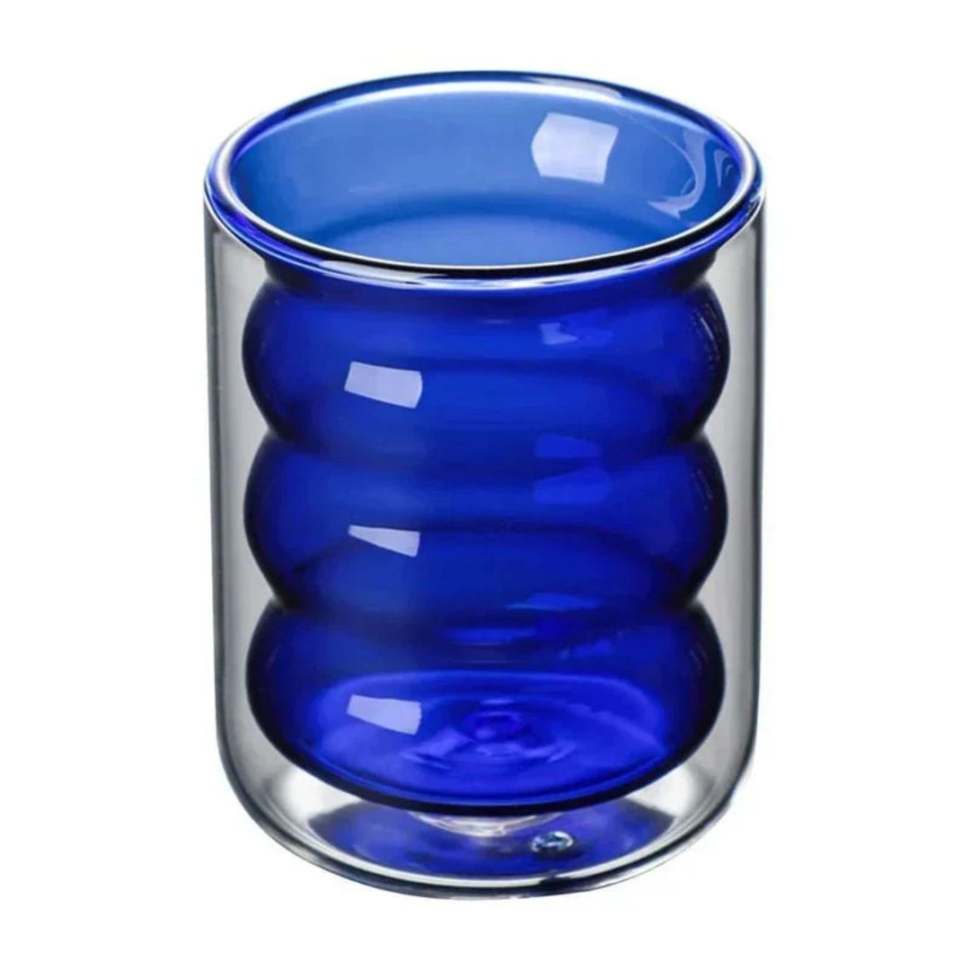 Golvend dubbelwandig glazen tumbler