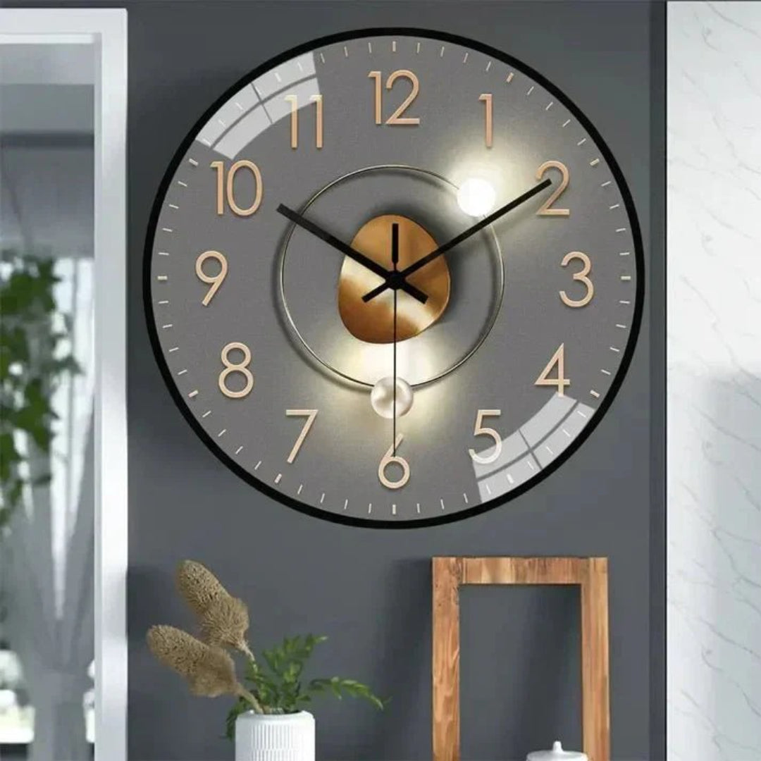 Ronde stille kwarts wandklok