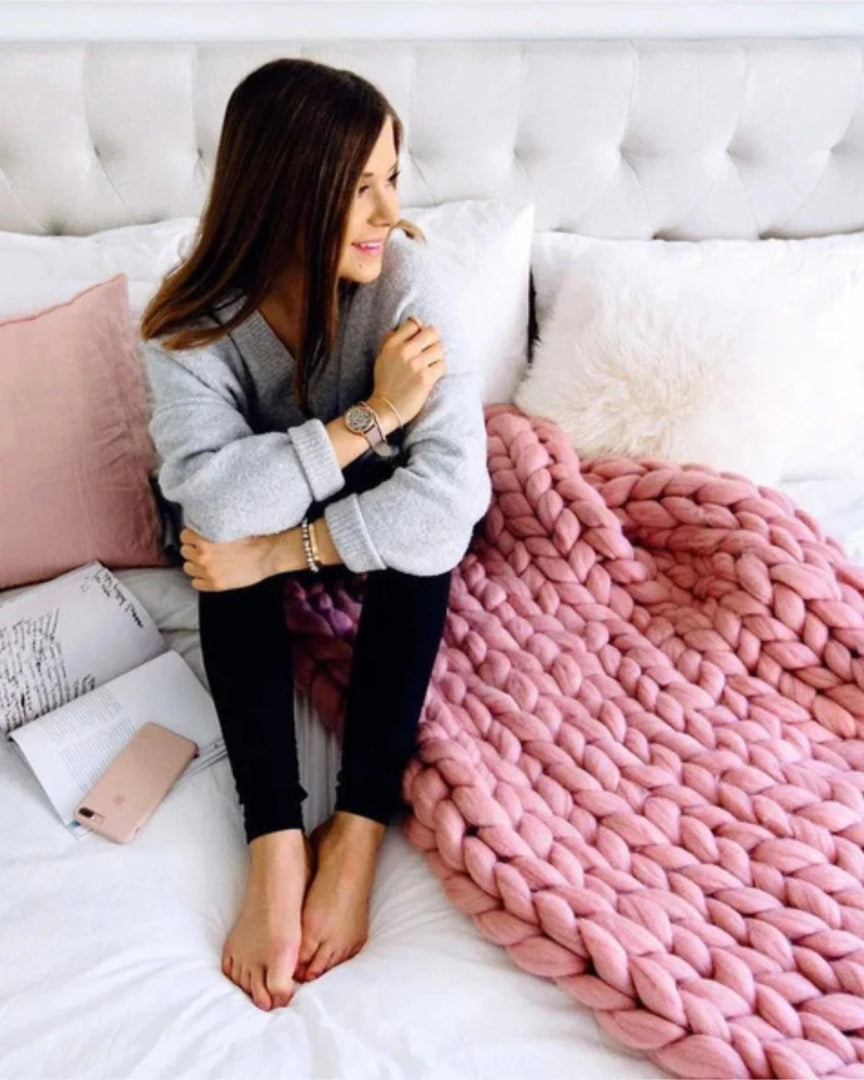 Chunky knit wollen deken