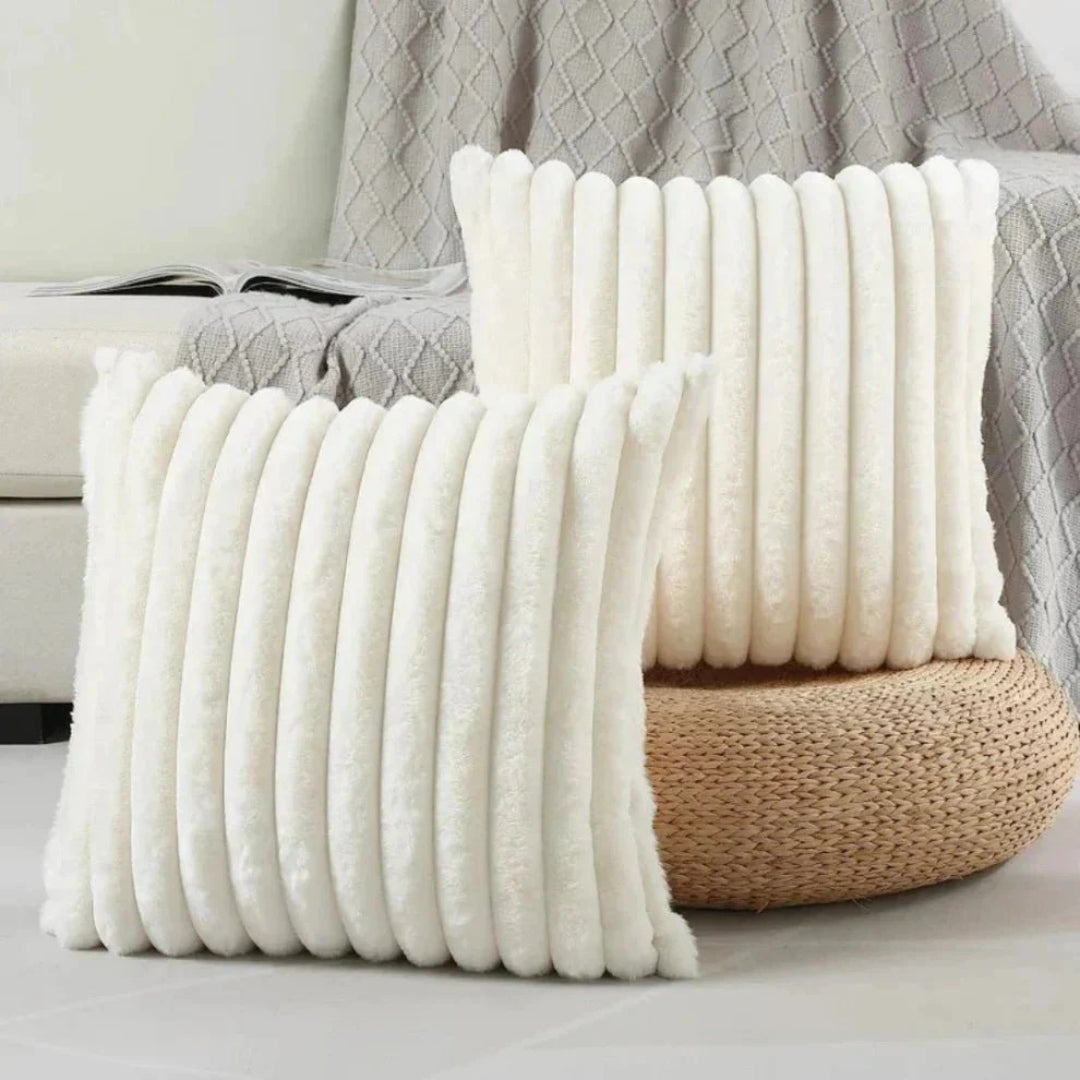 Geribbelde pluche decoratieve kussen