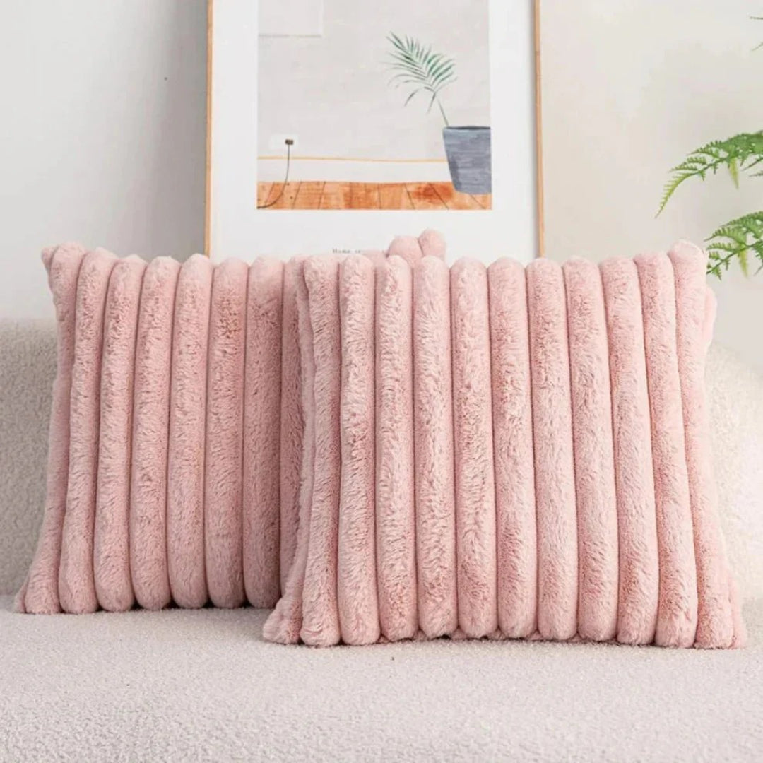 Geribbelde pluche decoratieve kussen