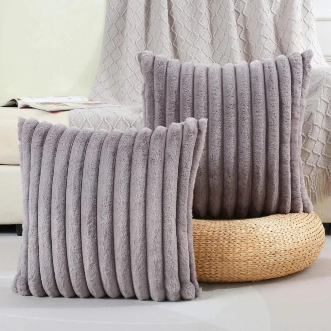 Geribbelde pluche decoratieve kussen