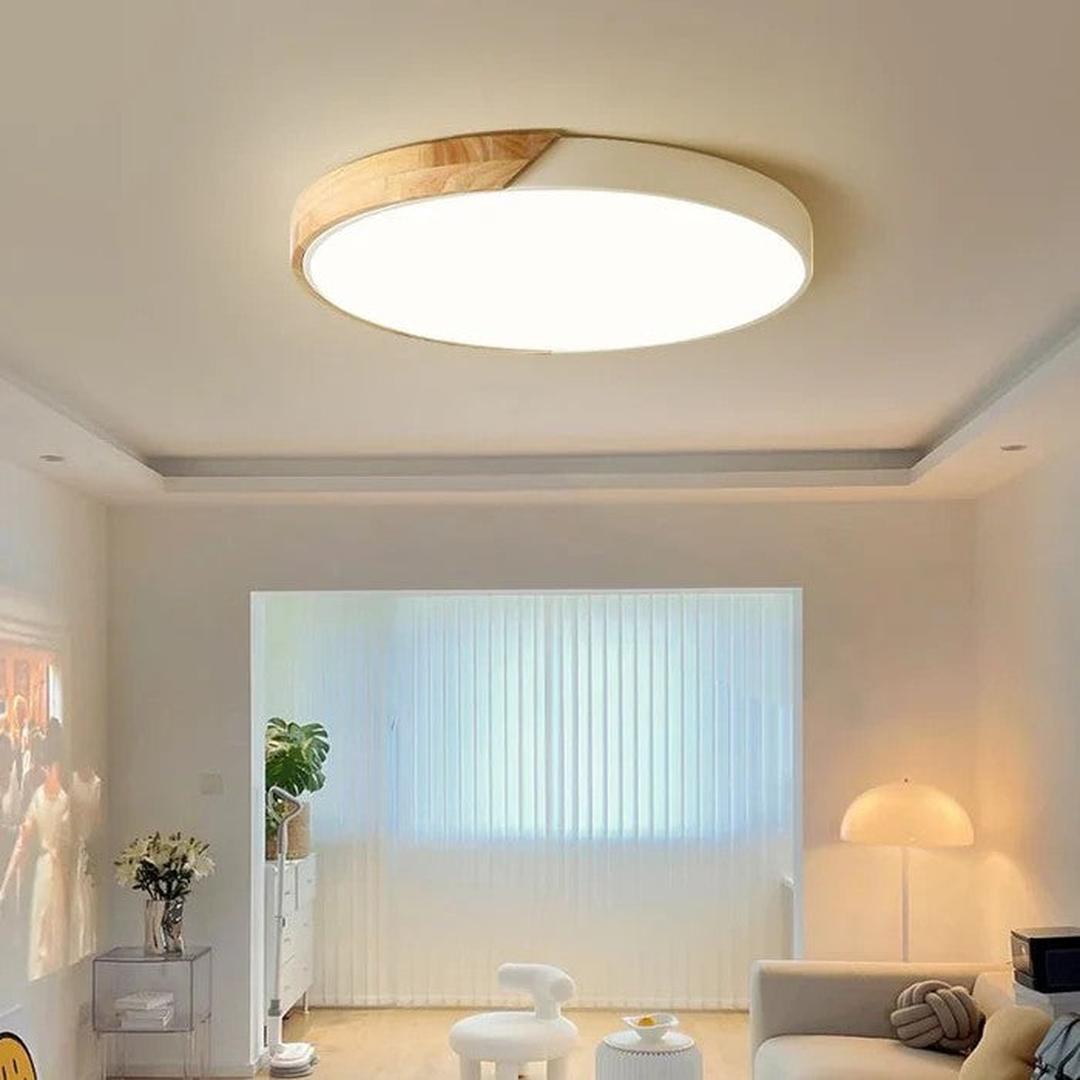 Scandinavische Houten Ronde Plafondlamp