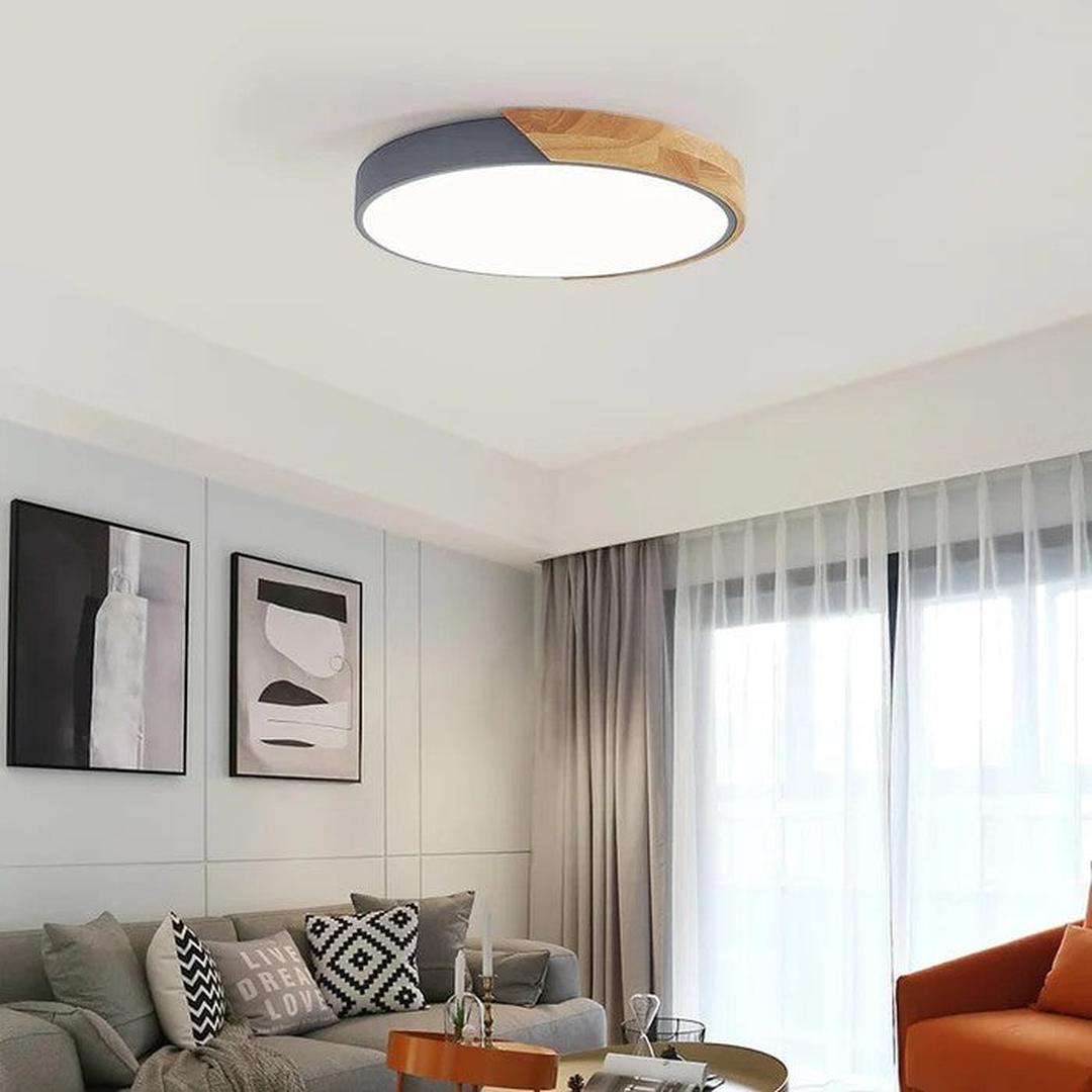 Scandinavische Houten Ronde Plafondlamp