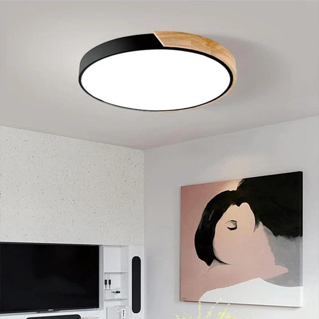 Scandinavische Houten Ronde Plafondlamp