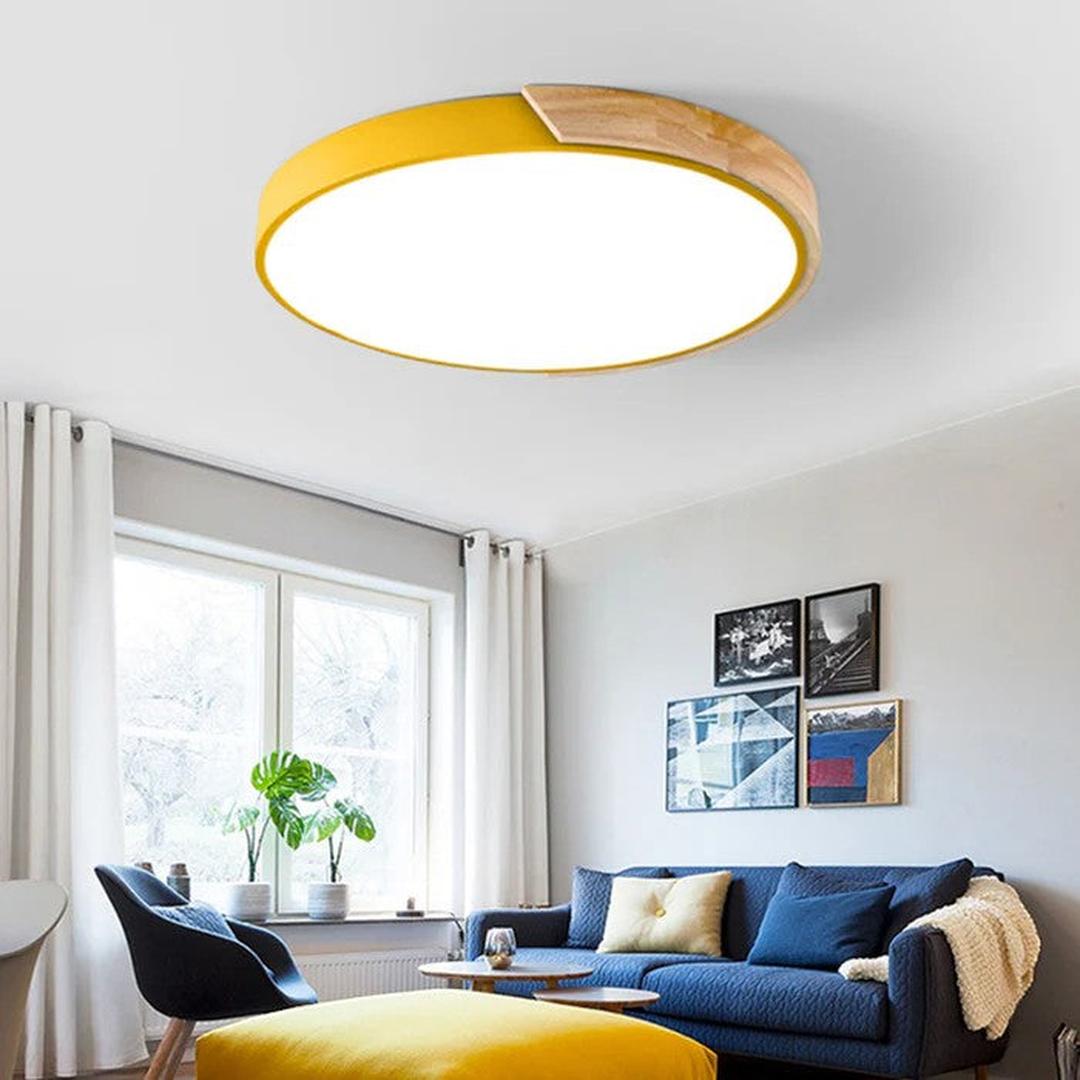 Scandinavische Houten Ronde Plafondlamp
