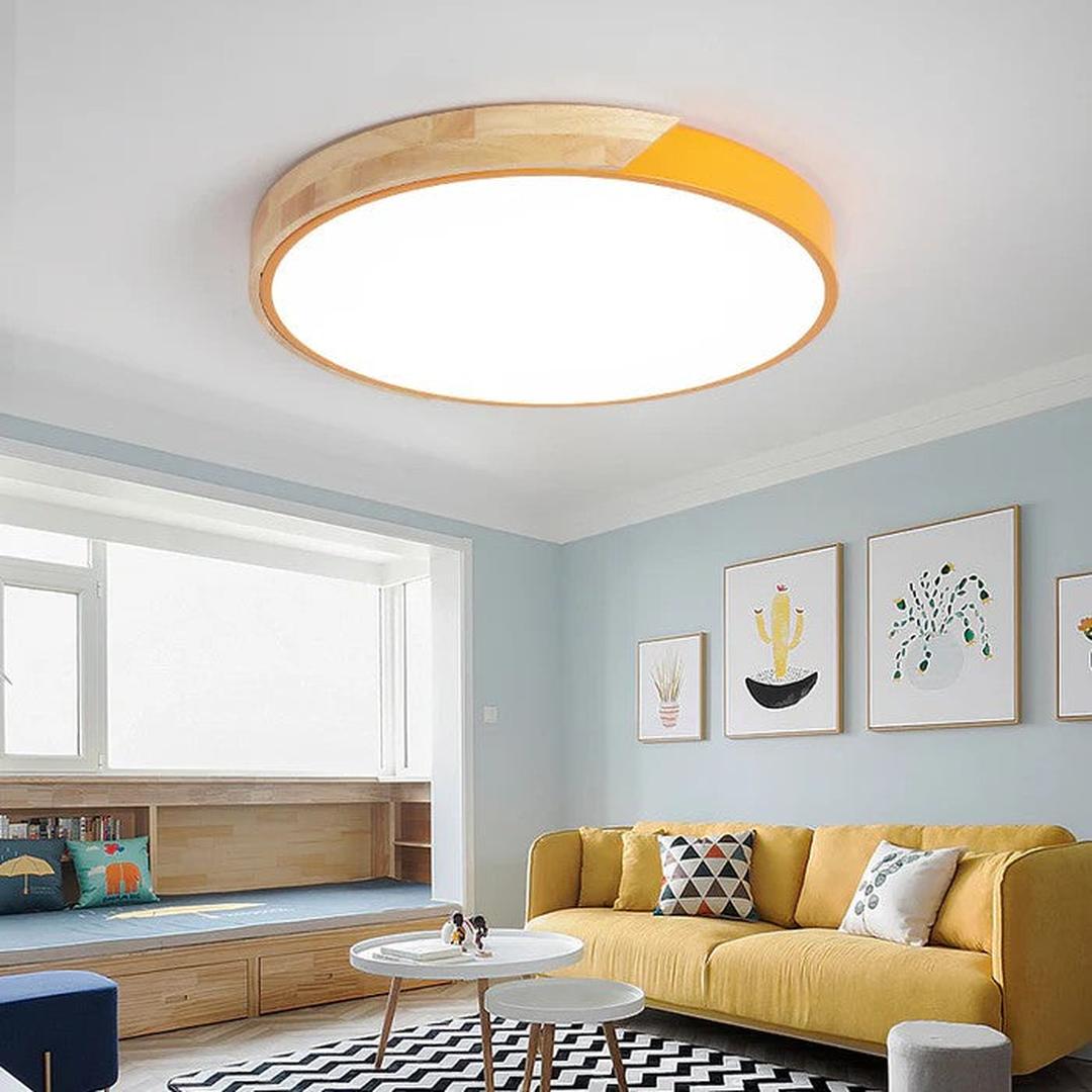 Scandinavische Houten Ronde Plafondlamp