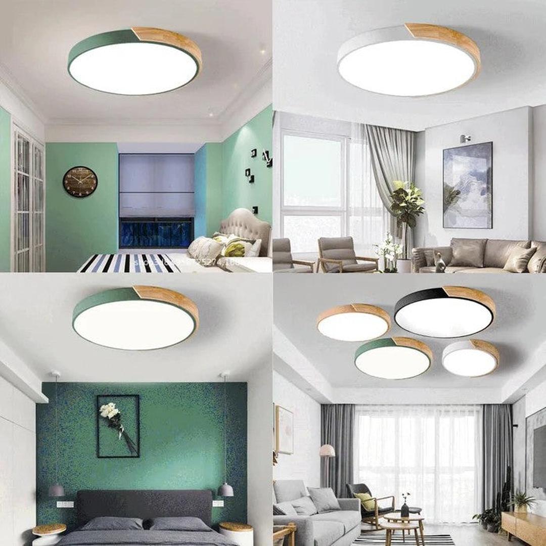 Scandinavische Houten Ronde Plafondlamp